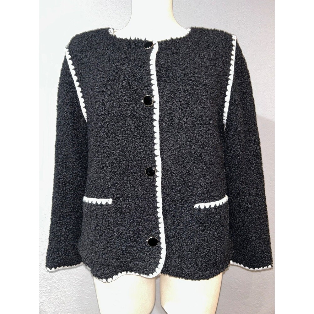 Sugar Lips Women’s NWT Textured Contrast Trim Faux Shearling Jacket size XS NWT